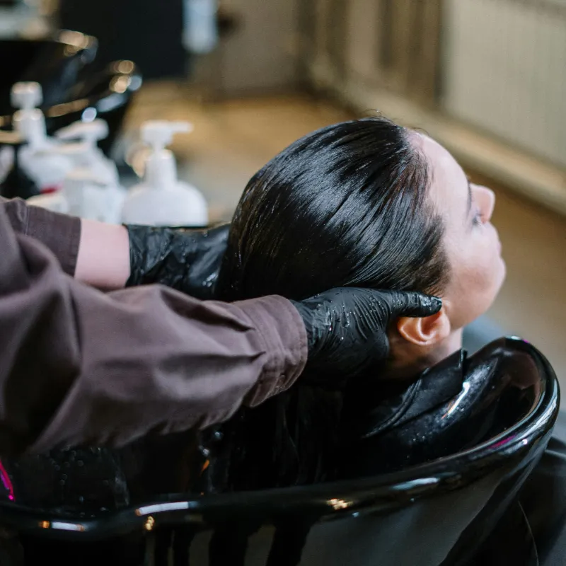 Smooth, frizz free hair after a keratin treatment at Vibe Hair Studio